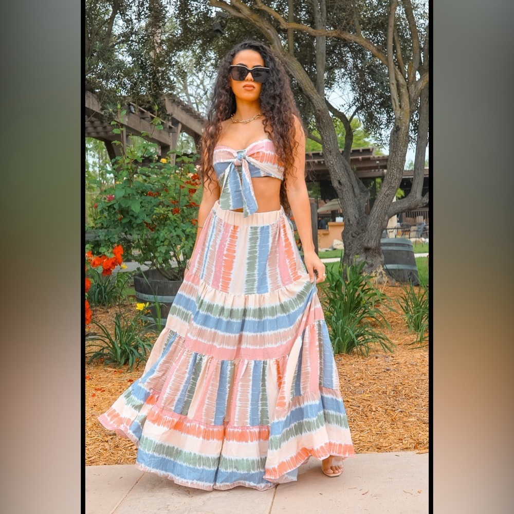 Colorful Striped Two-Piece Set - Picture 2 of 7